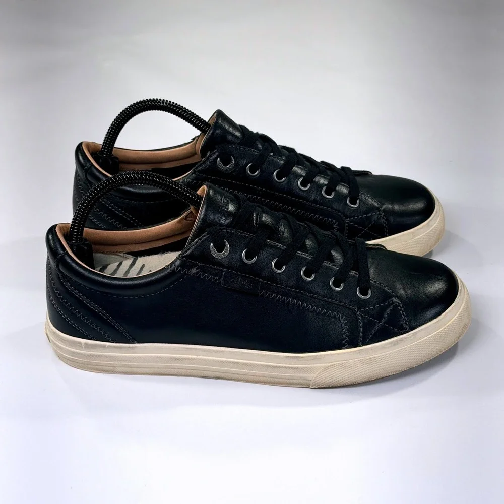 Taos Plim Soul Lux Sneakers Womens 10W Black Leather Low Top Comfort Shoes